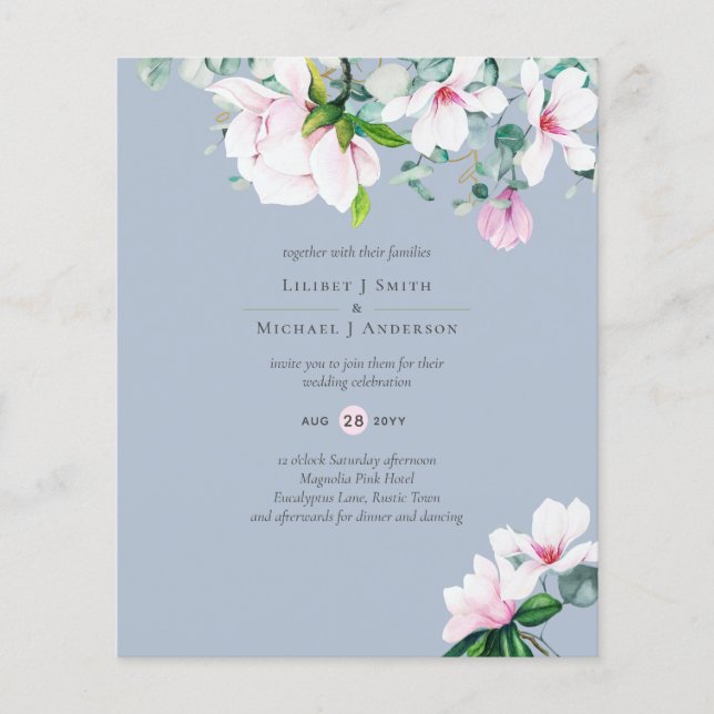Blush Pink Magnolia Wedding Flyer (Front)