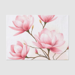 Blush Pink Magnolia with Gold Accents Tissue Paper