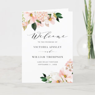 Blush Pink Magnolias & Hydrangeas Wedding Booklet Programme