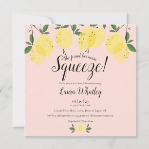 Blush Pink Main Squeeze Lemons Bridal Shower Invitation