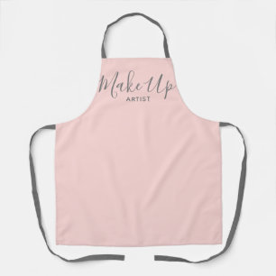 Blush Pink Make Up Artist Grey Handwriting Script  Apron