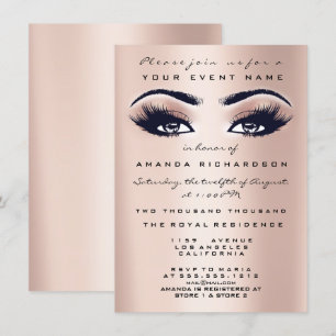 Blush Pink Makeup Glitter Eyes 16th Bridal Shower Invitation