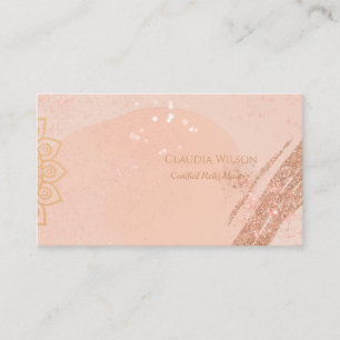 Blush Pink Mandala Reiki Spiritual Energy Healer  Business Card