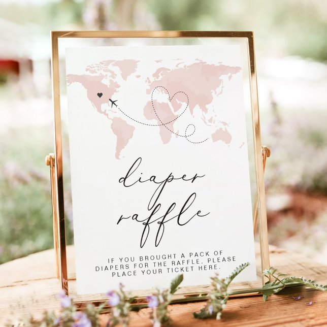 Blush Pink Map Adventure Baby Diaper Raffle Poster (Creator Uploaded)