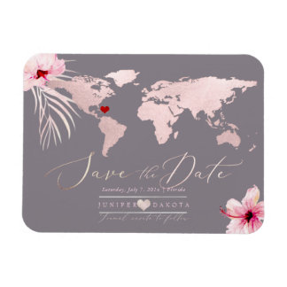 Blush Pink Map Any Destination Save the Date Magnet