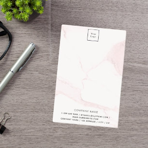 Blush pink marble business logo post-it notes