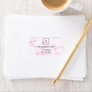Blush pink marble business logo return address label