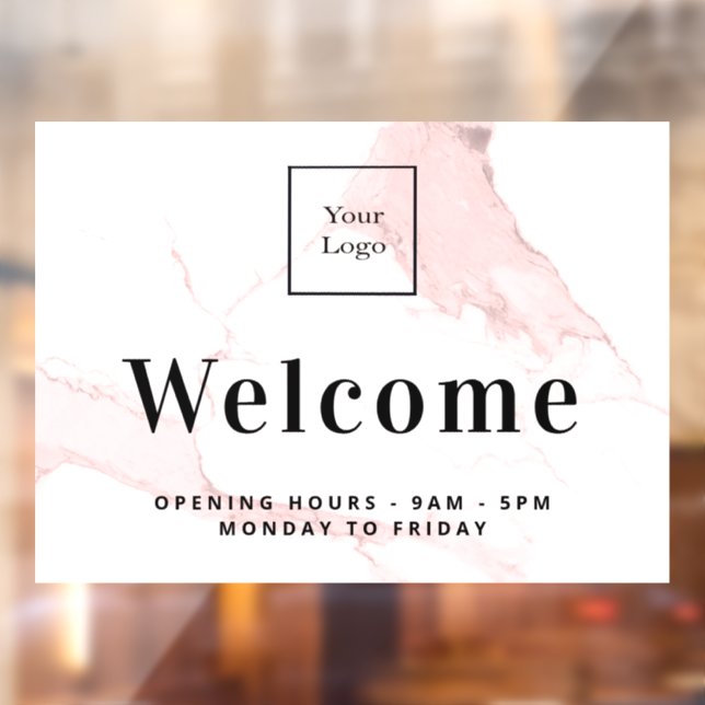 Blush pink marble business logo welcome window cling (Sheet 2)