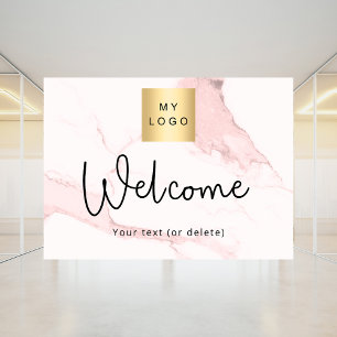 Blush pink marble business logo welcome window cling