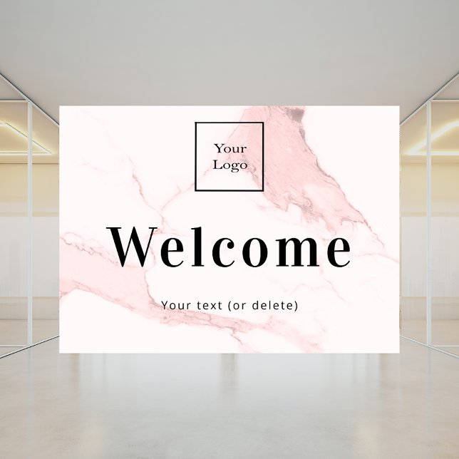 Blush pink marble business logo welcome window cling (Creator Uploaded)