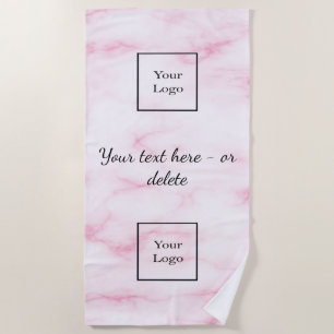 Blush pink marble company logo business beach towel