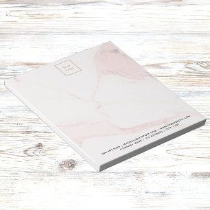 Blush pink marble elegant business logo notepad