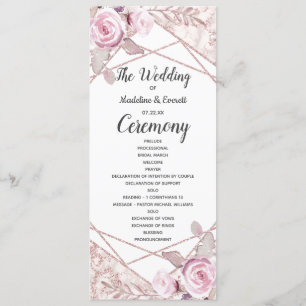 Blush Pink Marble Frame Flora Wedding Program Programme