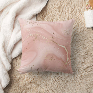 Blush Pink Marble Gold Glitter Abstract Pattern Cushion