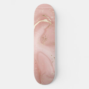 Blush Pink Marble Gold Glitter Abstract Pattern Skateboard