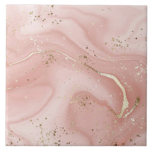 Blush Pink Marble Gold Glitter Abstract Pattern Tile