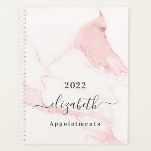 Blush pink marble name elegant business 2025 planner