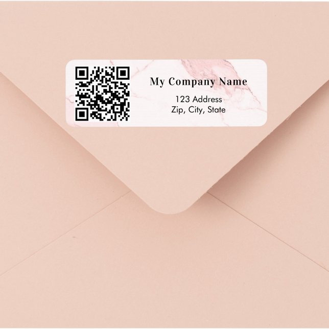 Blush pink marble qr code business return address (Creator Uploaded)