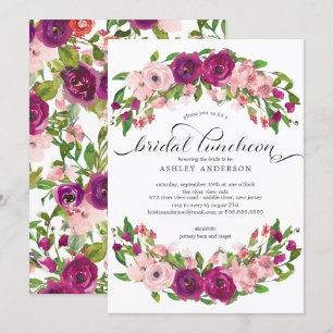 Blush Pink & Marsala Floral Bridal Luncheon Invitation