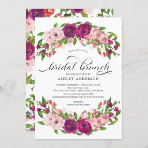Blush Pink & Marsala Floral Bridal Shower Brunch Invitation