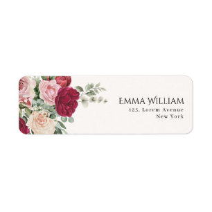 Blush Pink Marsala Floral Wedding Return address