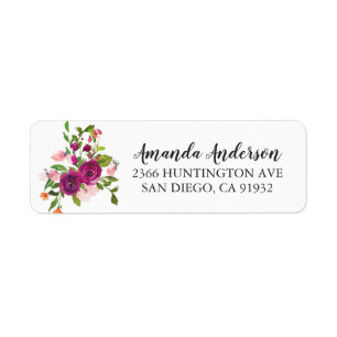 Blush Pink & Marsala Flowers Bridal Shower Labels