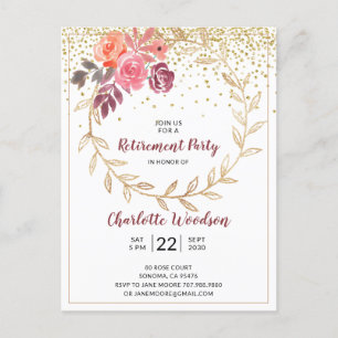 Blush Pink Marsala Gold Glitter Announcement Postcard