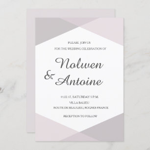 Blush pink mauve geometric elegant modern wedding invitation