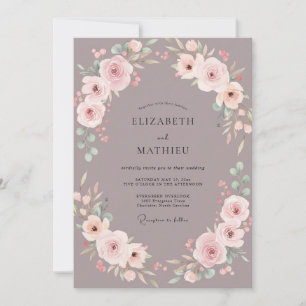 Blush Pink Mauve Peony Wedding Invitation