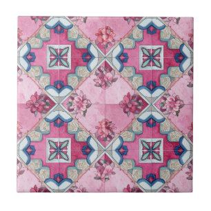 Blush Pink Mediterranean with Rose Florals Tile