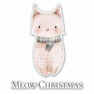 Blush Pink Meow Christmas Cat