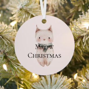 Blush Pink Meow Christmas Cat Gift Metal Tree Decoration