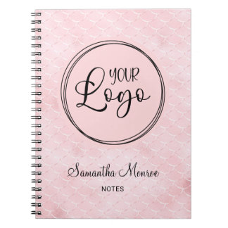 Blush Pink Mermaid Glam Business Logo Meeting Notebook
