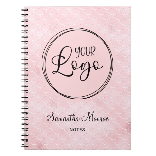 Blush Pink Mermaid Glam Business Logo Meeting Notebook (Front)