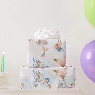 Blush Pink Mermaid Tail Baby Shower Wrapping Paper