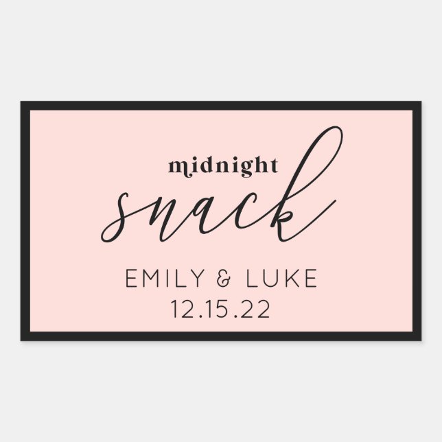 Blush Pink Midnight Snack Custom Wedding  Square S Rectangular Sticker (Front)