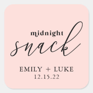 Blush Pink Midnight Snack Custom Wedding Square Sticker