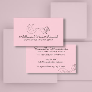Blush Pink Millennial Mermaid Business Card
