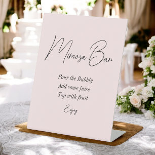 Blush Pink Mimosa Bar Bridal Shower  Pedestal Sign