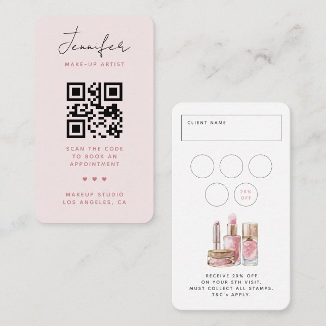 Blush Pink Minimal Chic MakeUp Artist Professional Business Card (Front/Back)