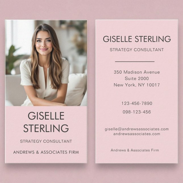 Blush Pink Minimal Professional Photo Modern Business Card (Creator Uploaded)