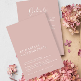 Blush pink Minimal simple Wedding Details QR Code Invitation