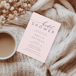 Blush Pink Minimal Typography Bridal Shower Invitation