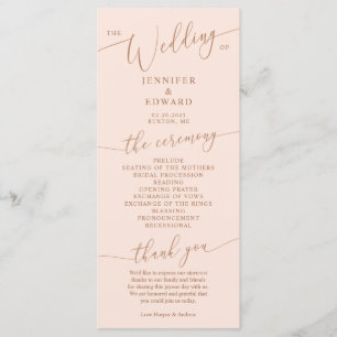 Blush Pink Minimal Wedding Ceremony Program Programme