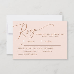 Blush Pink Minimal Wedding Meal Choice RSVP Card