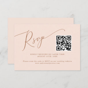 Blush Pink Minimal Wedding QR Code  RSVP Card