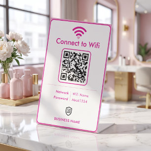 Blush Pink Minimalis Modern Business Wifi Password Pedestal Sign