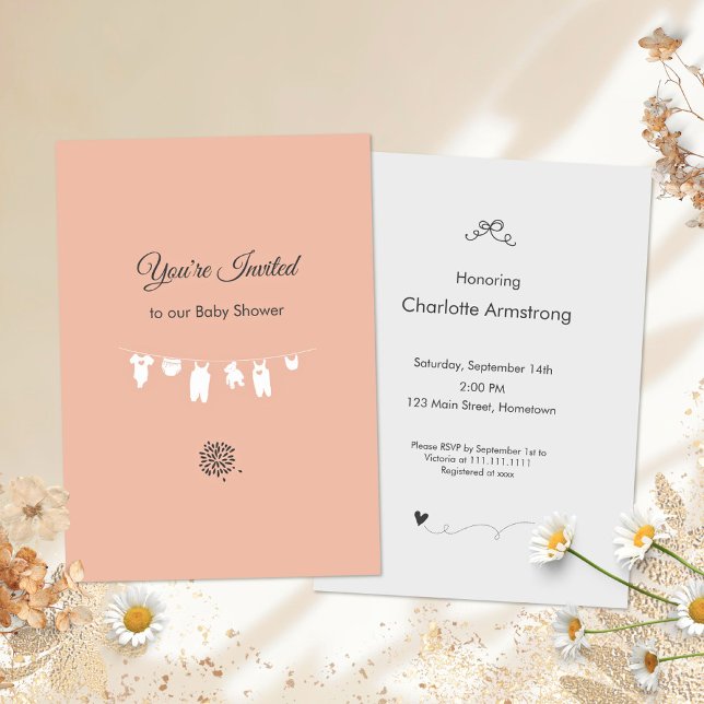 Blush Pink Minimalist Baby Girl Shower Invitation (Blush Pink Minimalist Baby Girl Shower Invitation ©Susanne Sachers - Sunny Mind 🌞)