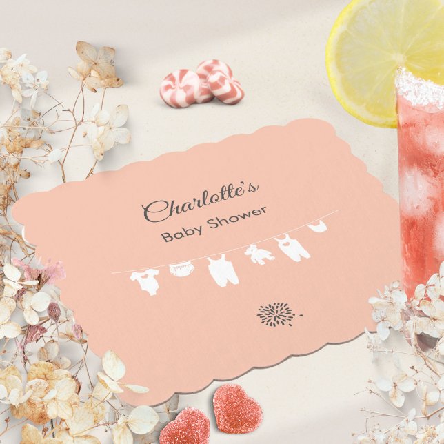 Blush Pink Minimalist Baby Girl Shower Paper Coaster (Blush Pink Minimalist Baby Girl Shower Paper Coaster ©Susanne Sachers - Sunny Mind 🌞)