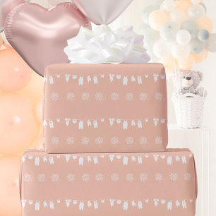 Blush Pink Minimalist Baby Girl Shower Wrapping Paper